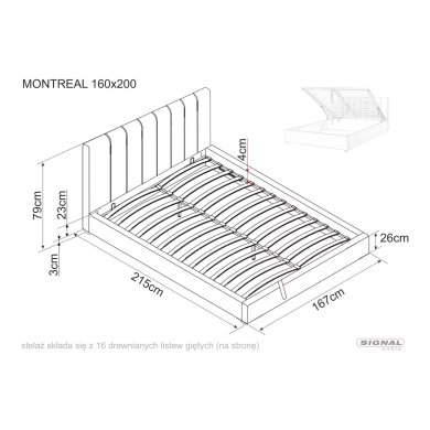 Кровать Signal MONTREAL Welur 160x200 см Серый MONTREALV160SZ фото - 7
