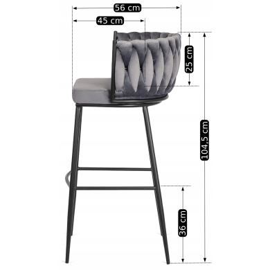 Барний стілець Mebel Elit FLORES Welur Сірий - 11 Барний стілець Mebel Elit FLORES Welur Сірий ME.FLORES/P/CZ/V/H фото - 11