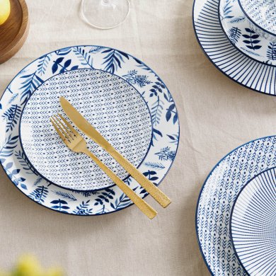 Тарелка Homla NAVIA 27 см | Синий / Белый / Принт - 9 Тарелка Homla NAVIA 27 см | Синий / Белый / Принт 213234 фото - 9