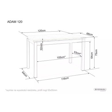 Обеденный стол Signal ADAM Дуб ланцелот ADAMDLB120 фото - 6