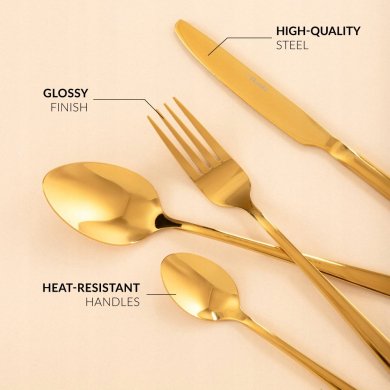 Набір столових приборів Homla Lugano Homla 24 шт. | Золотий - 10 Набір столових приборів Homla Lugano Homla 24 шт. | Золотий 215816 фото - 10
