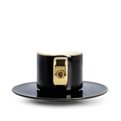 Чашка з блюдцем та ложкою Homla NILA 150 мл | Чорний / Золотий - 6 Чашка з блюдцем та ложкою Homla NILA 150 мл | Чорний / Золотий 200847 фото - 6