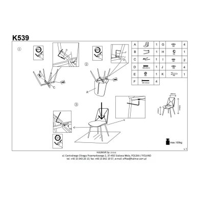 Обідній стілець Halmar K539 Зелений - 14 Обідній стілець Halmar K539 Зелений V-CH-K/539-KR-C.ZIELONY фото - 14