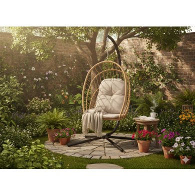 Підвісне крісло-кокон з складаним кошиком Garden Line ERIS Коричневий FAT0923 фото - 8