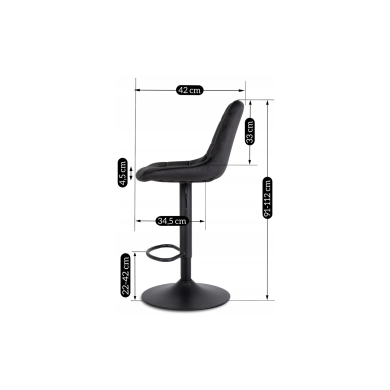 Барний стілець Mebel Elit ARCOS 2 Welur Чорний - 12 Барний стілець Mebel Elit ARCOS 2 Welur Чорний ME.ARCOS2/CZ/V/H фото - 12