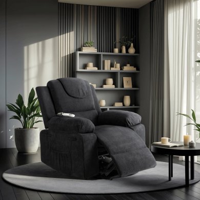 Кресло мягкое раскладное массажное с реклайнером Mebel Elit FENIX Velvet Черный ME.FENIX/CZ/SZTR/FW фото - 14