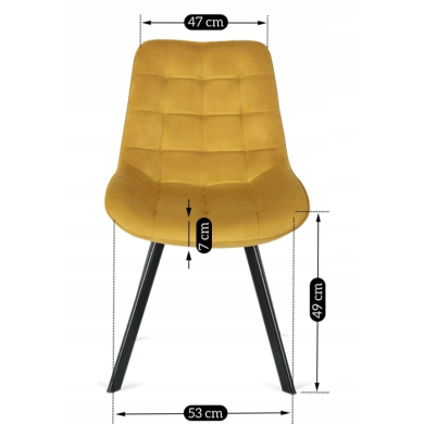 Обідній стілець Mebel Elit RICK Welur Гірчичний - 3 Обідній стілець Mebel Elit RICK Welur Гірчичний ME.RICK/CU/V/K фото - 3