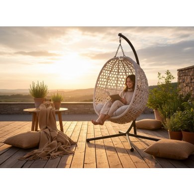 Підвісне крісло-кокон з розбірним каркасом Garden Line DRIM Сірий FAT0715 фото - 4