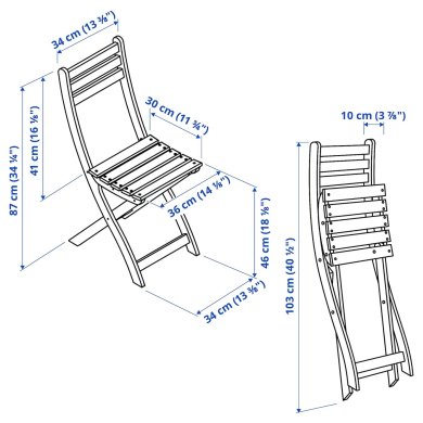 IKEA Складаний садовий стілець ASKHOLMEN Дерево (ИКЕА АСХОЛЬМЕН) 29529213 фото - 4