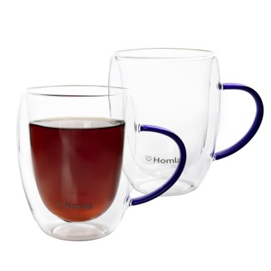 Набор кружек Homla Cembra 0,35 л | Прозрачный / Синий - 2 Набор кружек Homla Cembra 0,35 л | Прозрачный / Синий 211229 фото - 2