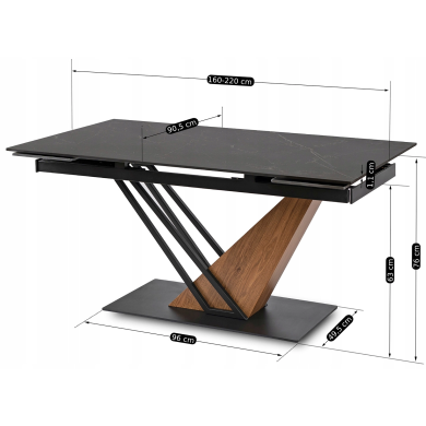 Розкладний обідній стіл Mebel Elit REX Marmur Чорний - 14 Розкладний обідній стіл Mebel Elit REX Marmur Чорний ME.REX/CZ/S фото - 14