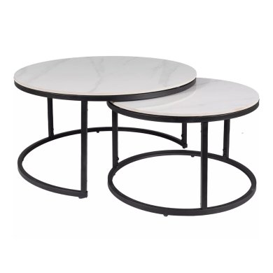 Комплект журнальних столів Signal FERRANTE Ceramic Marmur 2 шт Білий FERRANTECBC фото - 2