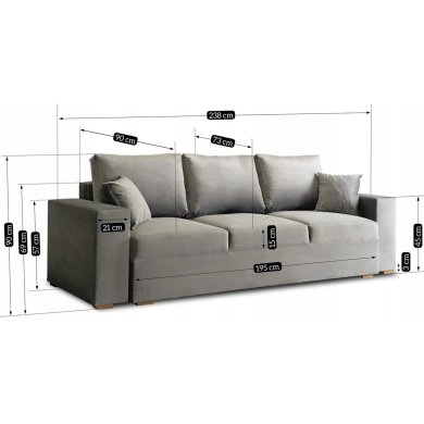 Розкладний диван Mebel Elit NICOLO Сірий MGK.WIKI/VELLUTO16/SOF фото - 13