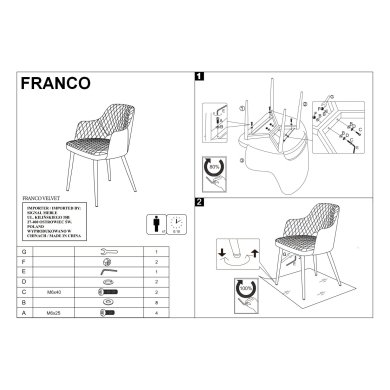 Обідній стілець Signal Franco Velvet Світло-сірий FRANCOVCSZ фото - 2