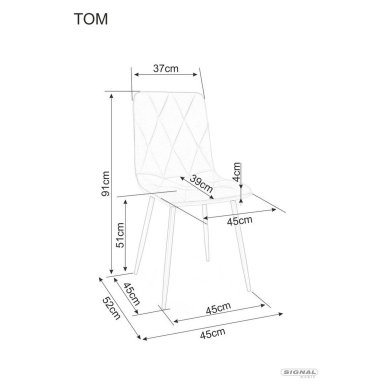 Обідній стілець Signal TOM Welur Світло-сірий TOMVCJSZ фото - 5