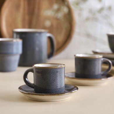 Чашка з блюдцем Homla LARISA 80 мл | Сірий - 6 Чашка з блюдцем Homla LARISA 80 мл | Сірий 210634 фото - 6