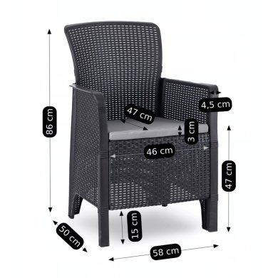 Комплект садових меблів Mebel Elit FRENSO Чорний ME.FRESNO/CZ/R/OGR/ZES фото - 9