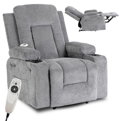 Крісло м'яке розкладне масажне з реклайнером Mebel Elit BOX 2 Темно-сірий ME.BOX2/CP/T/FW