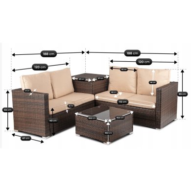 Комплект садових меблів Mebel Elit NEGRO Коричневий ME.NEGRO/BR/RT/OGR/ZES фото - 11