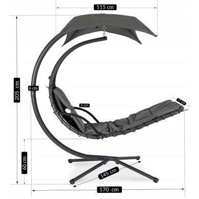 Підвісний шезлонг Mebel Elit REBECA Сірий - 12 Підвісний шезлонг Mebel Elit REBECA Сірий ME.REBECA/P/T/OGR/HUS фото - 12