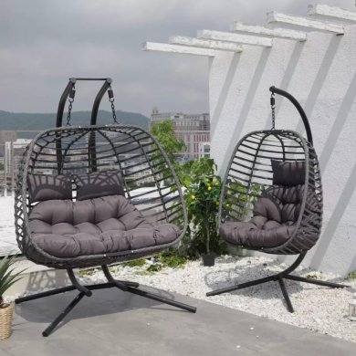 Подвесное кресло-кокон с разборным каркасом Duka IHALIG Серый - 4 Подвесное кресло-кокон с разборным каркасом Duka IHALIG Серый 2222189 фото - 4