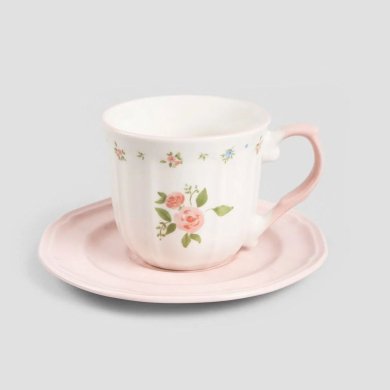 Чашка з блюдцем Homla GRETA 250 мл Рожевий 234843 фото - 3
