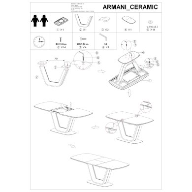 Розкладний обідній стіл Signal ARMANI Marmur Сірий ARMANISZ160 фото - 3