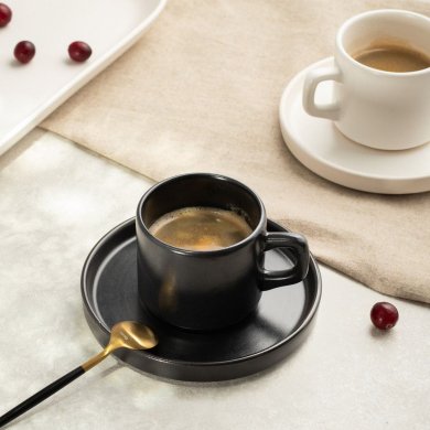 Чашка с блюдцем Homla FAMELIO 200 мл Черный 234305 фото - 7