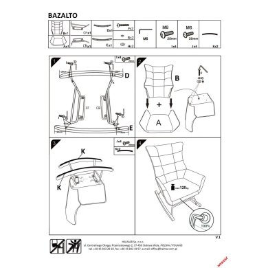 Кресло-качалка мягкое Halmar BAZALTO Черный V-CH-BAZALTO-FOT-CZARNY фото - 3