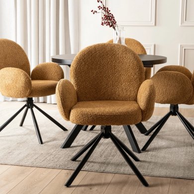 Обеденный стул поворотный Mebel Elit MUSSO Boucle Горчичный ME.MUSSO/CU/CZ/TB/K фото - 6