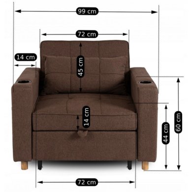 Крісло м'яке розкладне Mebel Elit SOLOR Коричневий ME.SOLOR/BR/T/FW фото - 17
