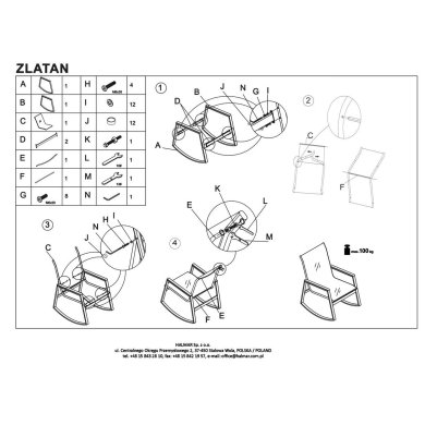 Садовое кресло-качалка Halmar ZLATAN Пепельный - 11 Садовое кресло-качалка Halmar ZLATAN Пепельный V-CH-ZLATAN-KR фото - 11