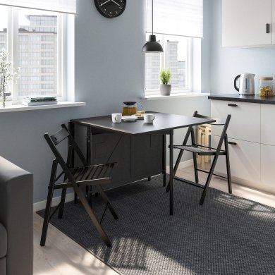 Розкладний обідній стіл KALLHALL Чорний - 8 IKEA Розкладний обідній стіл KALLHALL Чорний (ИКЕА КАЛЛХОЛЛ) 70500075 фото - 8