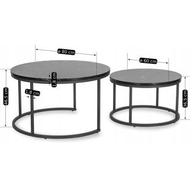Комплект журнальных столов Mebel Elit MAURO MAX Marmur 2 шт Черный ME.MAXMAURO/CZM/CZ/L фото - 8
