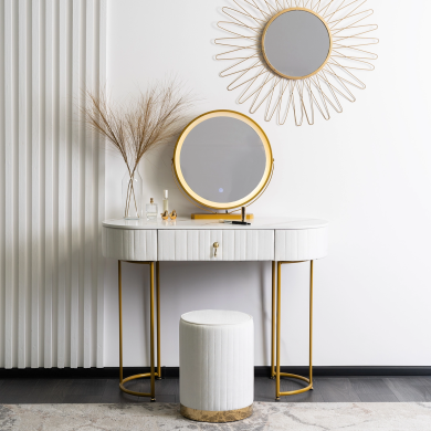 Туалетный стол c пуфом Mebel Elit SARAH Marmur Белый ME.SARAH/B/ZL/B фото - 4