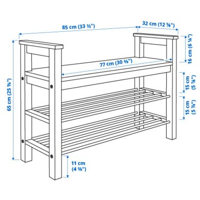 IKEA Скамейка для обуви HEMNES Белый (ИКЕА ХЕМНЭС) 00243800 фото - 10