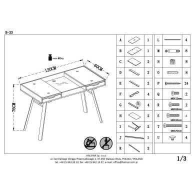 Письменный стол Halmar B-33 Дуб сонома V-CH-B/33 фото - 2