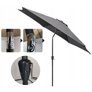 Садова парасоля Kontrast BOSTON 270 см Темно-сірий - 4 Садова парасоля Kontrast BOSTON 270 см Темно-сірий 5.06.27127 фото - 4