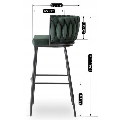 Барний стілець Mebel Elit FLORES Welur Зелений ME.FLORES/Z/CZ/V/H фото - 8