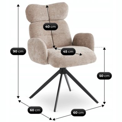 Обідній стілець поворотний Mebel Elit ALVARO Boucle Бежевий ME.ALVARO/BZ/TB/K фото - 11