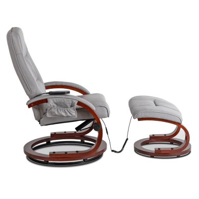 Кресло мягкое массажное с подставкой Mebel Elit CANO Серый ME.CANO/P/T/FW фото - 5