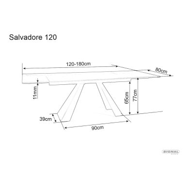 Раскладной обеденный стол Signal SALVADORE Ceramic Marmur II Серый SALVADORECII120 фото - 7