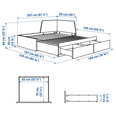 IKEA Розкладна кушетка з 2 матрацами FLEKKE 80/160x200 см Білий (ИКЕА ФЛЕККЕ) 79521455 фото - 11