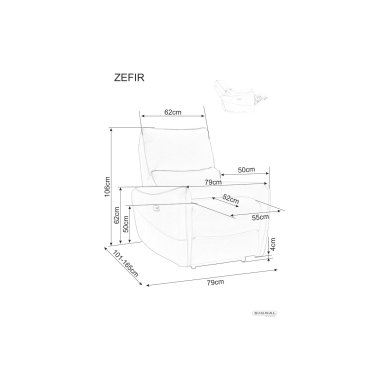 Крісло м'яке розкладне з реклайнером Signal ZEFIR Сірий ZEFIRSSSZ фото - 8