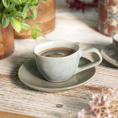 Чашка з блюдцем Homla ODELA 150 мл Зелений 227778 фото - 4