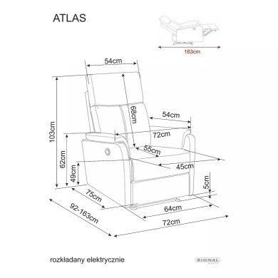 Крісло м'яке розкладне з реклайнером Signal ATLAS Raven Темно-бежевий ATLASRACBE30 фото - 7