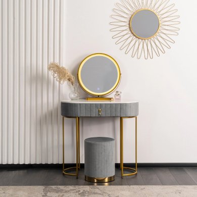 Туалетный стол c пуфом Mebel Elit ASHLEY MINI Marmur Серый ME.ASHLEYMINI/P/ZL/B фото - 4