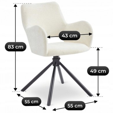 Обеденный стул поворотный Mebel Elit FLAV Boucle Кремовый ME.FLAV/KR/CZ/TB/K фото - 7