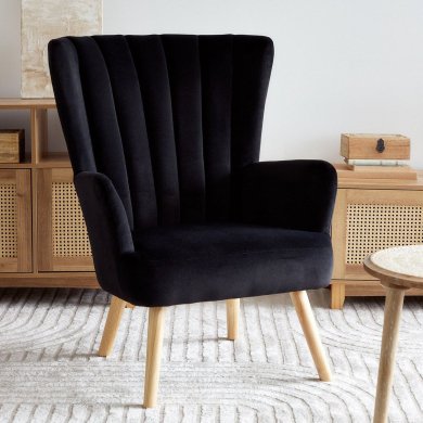 Крісло м'яке Homla MILLS Welur Чорний 218191 фото - 7