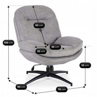 Кресло мягкое поворотное Mebel Elit MESA Серый ME.MESA/P/CZ/T/FW фото - 8
